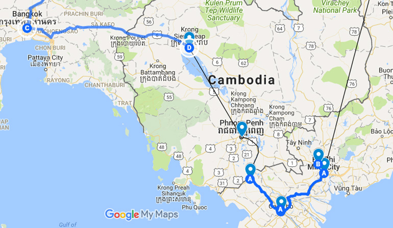Thailand Cambodia Vietnam itinerary
